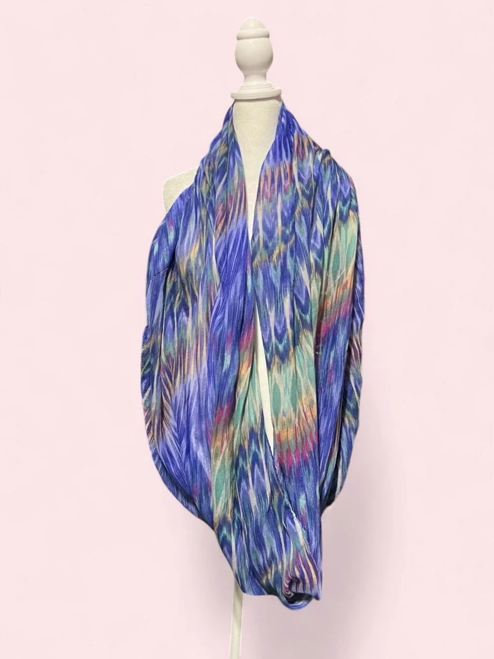 Blue Multicolor Infinity Scarf - Lightweight Women's Accessory
